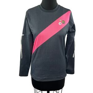 Bonfire Snowboarding Gray Pink Nylon Long Sleeve Drawstring Crew Neck US M